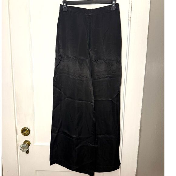 Athleta Calm Cool Wide Leg Satin Pants Black NWT Size Small - Picture 3 of 5